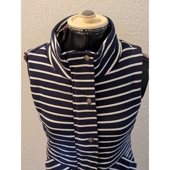 Grace & Lace Full Zip/ Snap Buttons Navy Blue With White Stripes Vest Womens XXS - Picture 4 of 13
